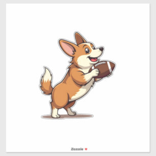Sticker Illustration de chien de football Corgi vintage Sp