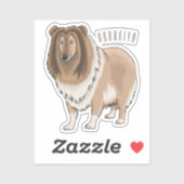 Sticker Illustration de chien Rough collie (Feuille)