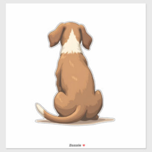 Sticker Illustration de chien vue arrière vintage marron e