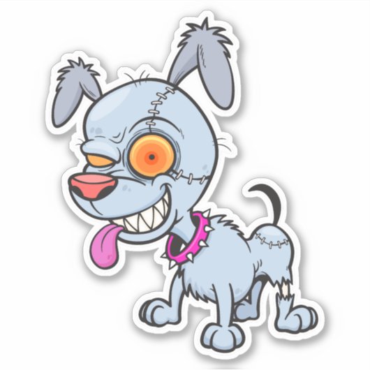 Sticker Illustration de chien zombie cranky (Devant)