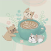 Sticker Illustration de chiens et de cafés mignons (Devant)