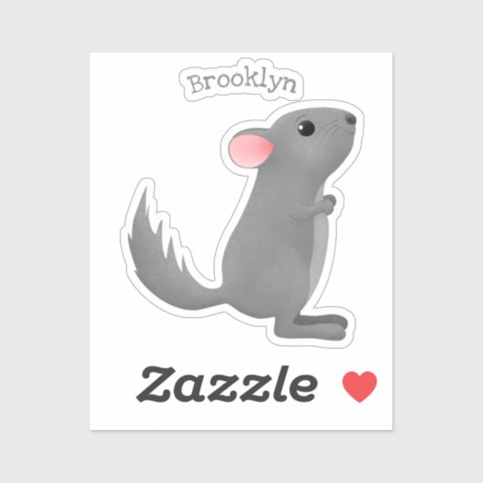 Sticker Illustration de chinchilla gris mignon (Feuille)