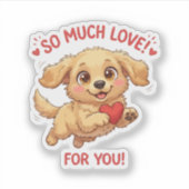 Sticker Illustration de chiot mignon avec cœur (Devant)