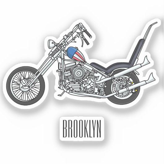 Sticker Illustration de Chopper Motorcycle 1950 (Recto)