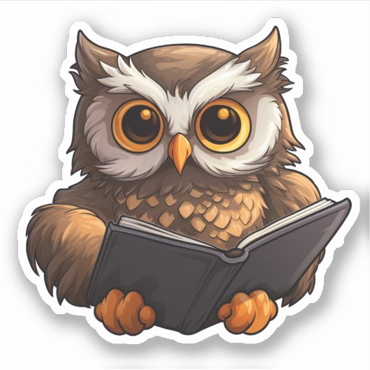 Sticker Illustration de chouette de dessin (Devant)