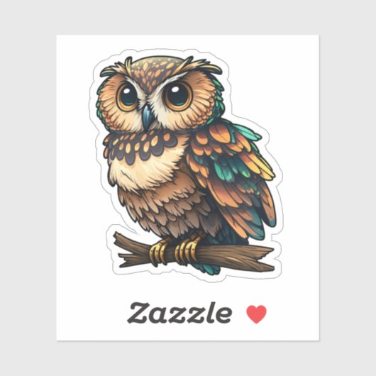 Sticker Illustration de chouette de dessin (Feuille)