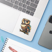 Sticker Illustration de chouette de dessin (Ordinateur portable avec iPhone)