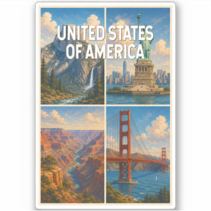 Sticker Illustration de collage des États-Unis Art de voya