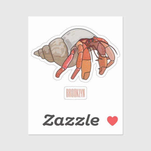 Sticker Illustration de crabe ermite (Feuille)
