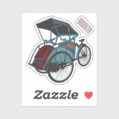 Sticker Illustration de cyclo-pousse (Feuille)