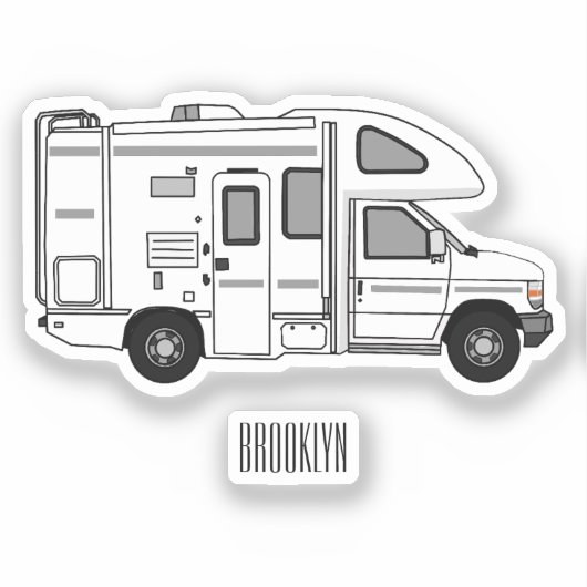 Sticker Illustration de dessin animé Campervan (Recto)