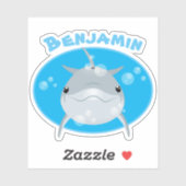 Sticker Illustration de dessin animé de bulles de dauphin (Feuille)