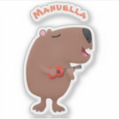 Sticker Illustration de dessin animé de capybara ukulele (Devant)