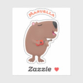 Sticker Illustration de dessin animé de capybara ukulele (Feuille)