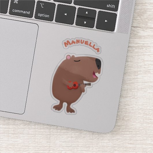 Sticker Illustration de dessin animé de capybara ukulele (Détail)