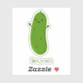 Sticker Illustration de dessin animé de cornichon mignon e (Feuille)
