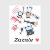 Sticker Illustration de dessin animé de cosmétiques / maqu (Feuille)