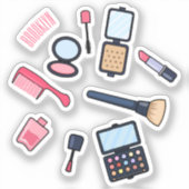 Sticker Illustration de dessin animé de cosmétiques / maqu (Recto)