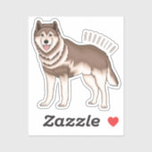 Sticker Illustration de dessin animé de husky sibérien (Feuille)