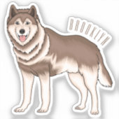 Sticker Illustration de dessin animé de husky sibérien (Recto)