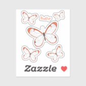 Sticker illustration de dessin animé de papillon à ailes d (Feuille)