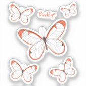 Sticker illustration de dessin animé de papillon à ailes d (Recto)