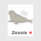 Sticker illustration de dessin animé d'éléphant de mer (Feuille)