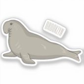 Sticker illustration de dessin animé d'éléphant de mer (Recto)
