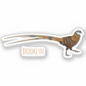 Sticker illustration de dessin animé d'oiseau faisan de Re (Recto)