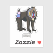 Sticker Illustration de dessin animé Mandrill (Feuille)