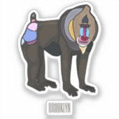 Sticker Illustration de dessin animé Mandrill (Recto)