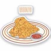 Sticker Illustration de dessin animé sur le poulet frit (Recto)