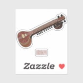 Sticker Illustration de dessin de Sitar (Feuille)