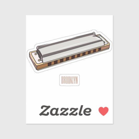 Sticker Illustration de dessin d'Harmonica (Feuille)