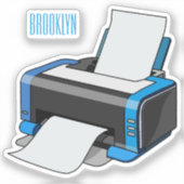 Sticker Illustration de dessin d'imprimante (Recto)