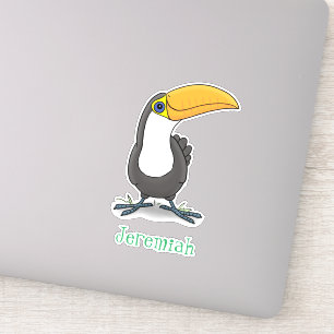 Sticker Illustration de dessin humoristique du toucan joye