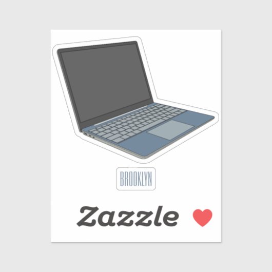 Sticker Illustration de dessin sur ordinateur portable (Feuille)