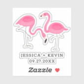 Sticker Illustration de deux Flamants roses roses (Feuille)