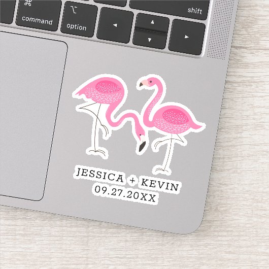 Sticker Illustration de deux Flamants roses roses (Détail)