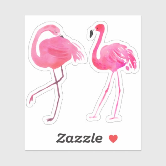 Sticker Illustration de deux Flamants roses roses (Feuille)