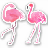 Sticker Illustration de deux Flamants roses roses (Devant)