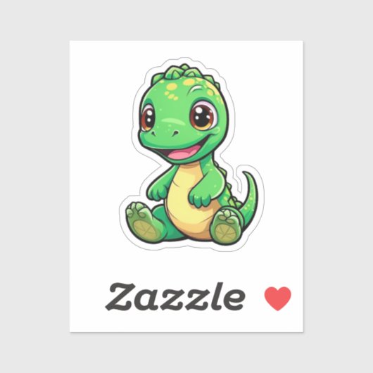 Sticker Illustration de dinosaure de dessin (Feuille)