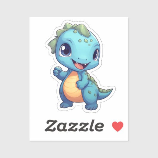 Sticker Illustration de dinosaure de dessin (Feuille)