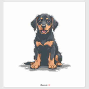 Sticker Illustration de dos de chien noir et bronzé vintag