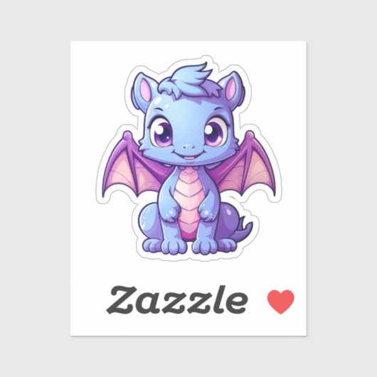 Sticker Illustration de dragon de dessin animé (Feuille)