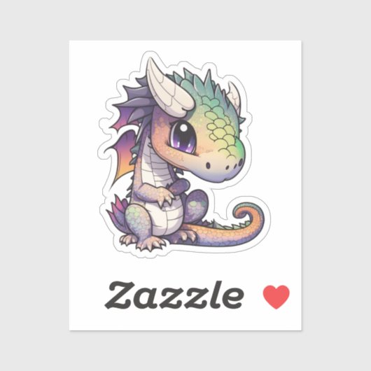 Sticker Illustration de dragon de dessin animé (Feuille)