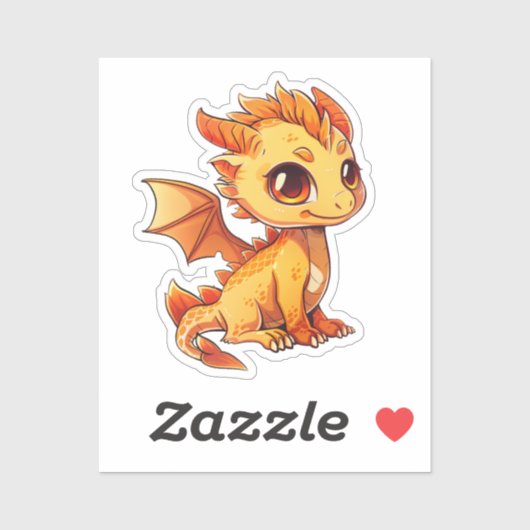 Sticker Illustration de dragon de dessin animé (Feuille)