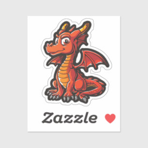 Sticker Illustration de dragon de dessin animé
