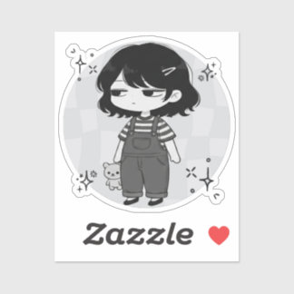 Sticker Illustration de fille chibi esthétique dépassée