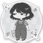 Sticker Illustration de fille chibi esthétique dépassée (Recto)
